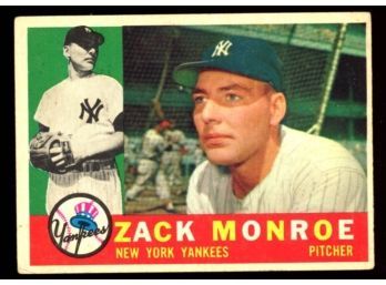 1960 TOPPS BASEBALL #329 ZACH MONROE