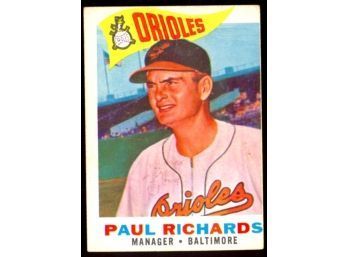 1960 TOPPS BASEBALL PAUL RICHARDS #224 BALTIMORE ORIOLES VINTAGE