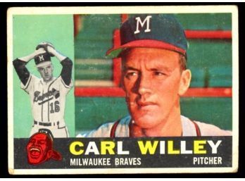 1960 TOPPS BASEBALL #107 CARL WILLEY WHITE BACK