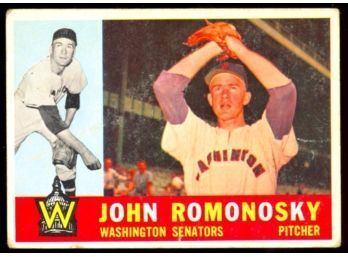 1960 TOPPS BASEBALL JOHN ROMONOSKY #87 WASHINGTON SENATORS VINTAGE