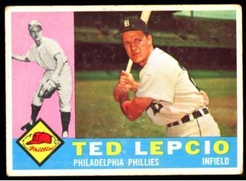 1960 TOPPS BASEBALL TED LEPCIO #97 PHILADELPHIA PHILLIES