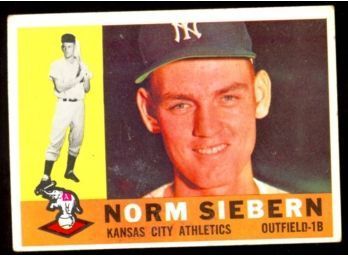 1960 TOPPS BASEBALL NORM SIEBERN #11 KANSAS CITY ATHLETICS VINTAGE