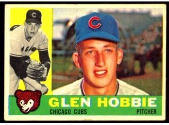 1960 TOPPS BASEBALL GLEN HOBBIE #182 CHICAGO CUBS VINTAGE