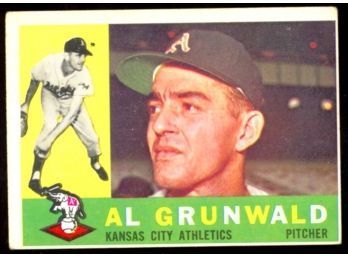 1960 TOPPS BASEBALL AL GRUNWALD #427 KANSAS CITY ATHLETICS VINTAGE