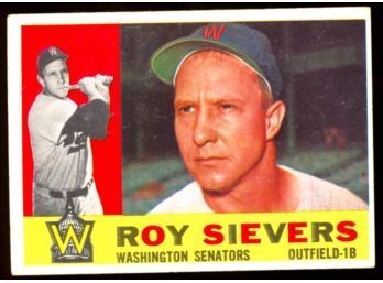 1960 TOPPS BASEBALL ROY SIEVERS #25 WASHINGTON SENATORS VINTAGE