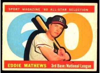 1960 TOPPS BASEBALL #558 Eddie Mathews All Star