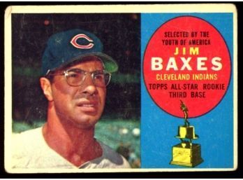 1960 TOPPS BASEBALL #318 JIM BAXES ROOKIE CUP CARD