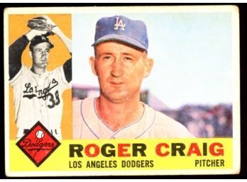 1960 TOPPS BASEBALL #62 ROGER CRAIG WHITE BACK