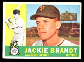 1960 TOPPS BASEBALL JACKIE BRANDT #54 BALTIMORE ORIOLES VINTAGE