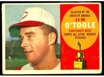 1960 TOPPS BASEBALL JIM O'TOOLE ALL-STAR ROOKIE CUP #325 CINCINNATI REDS VINTAGE