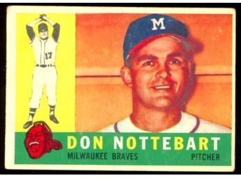 1960 TOPPS BASEBALL DON NOTTEBART #351 MILWAUKEE BRAVES VINTAGE