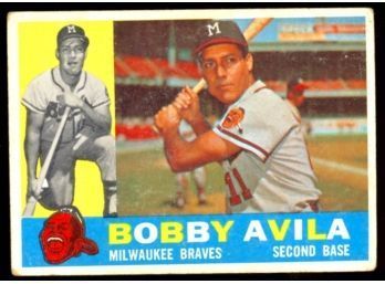 1960 TOPPS BASEBALL BOBBY AVILA #90 MILWAUKEE BRAVES VINTAGE