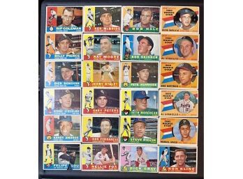 Lot Of 24 Low Grade 1960 Topps Baseball Cards