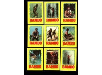 1985 TOPPS RAMBO MOVIE TRADING CARD STICKERS LOT OF 9