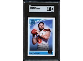 2018 DONRUSS FOOTBALL BAKER MAYFIELD ROOKIE CARD SGC 10 GEM MINT