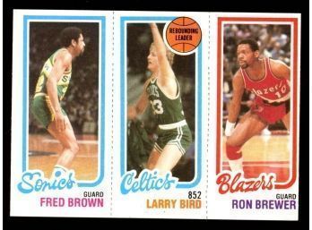 1980 Topps Basketball Larry Bird Rookie Card BROWN / BREWER NM   (#2)