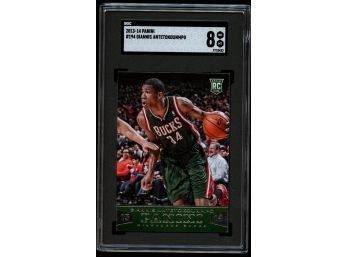 2013-14 PANINI #194 GIANNIS ANTETOKOUNMPO ROOKIE CARD SGC 8 NM-MT