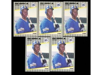 Lot Of 5 ~ 1989 Fleer Baseball Ken Griffey Jr. Rookie Cards