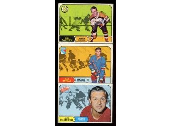 1968-69 TOPPS HOCKEY LOT OF 3 ~ AWREY / RATELLE / DELVECCHIO