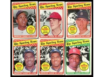 LOT OF 6 ~ 1969 TOPPS BASEBALL ALL-STARS