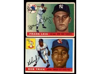 PAIR OF 1955 TOPPS BASEBALL #99 FRANK LEJA & #132 BOB TRICE