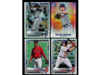 Lot Of 4 ~ 2021 Bowman Chrome Refractor Boston Red Sox Lot