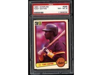 1983 DONRUSS BASEBALL #598 TONY GWYNN ROOKIE CARD PSA 8 NM-MT