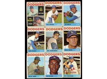 Lot Of 9 ~ 1964 Topps Baseball Dodgers Lot