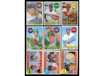 Lot Of 9 ~ 1969 Topps Baseball With White Letter Variations & ROOKIES