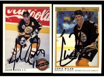 Lot Of  2 Bruins Autos Chris Nilan & Adam Oates O-pee-chee