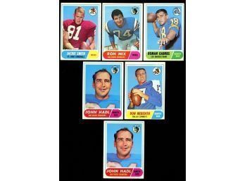 LOT OF 6 ~ 1968 TOPPS FOOTBALL CARDS