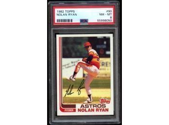 1982 TOPPS BASEBALL #90 NOLAN RYAN PSA 8 NM-MT