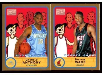 Lot Of 2 ~ 2003-04 BAZOOKA CAMELO ANTHONY & DWYANE WADE ROOKIES