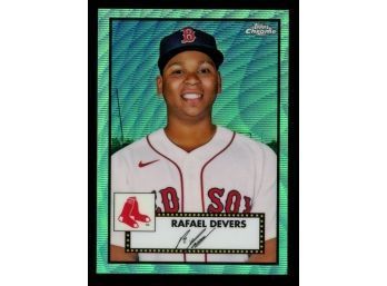 2021 TOPPS CHROME PLATINUM #213 RAFAEL DEVERS *ANNIVERSARY AQUA WAVE* RED SOX