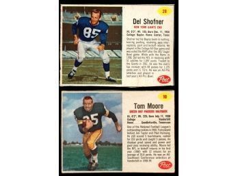 Lot Of 2 Very SP 1962 Post Cereal Football Hand Cut Cards #10 Tom Moore / #28 Del Shofner