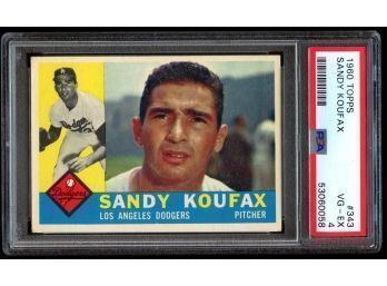 1960 TOPPS BASEBALL #343 SANDY KOFAX PSA 4 VG-EX