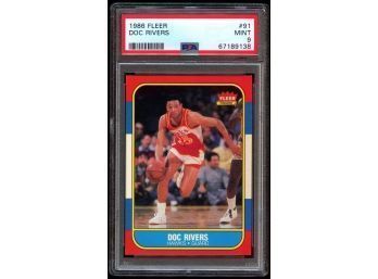 1986 FLEER BASKETBALL #91 DOC RIVERS PSA 9 MINT