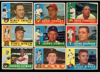 1960 Topps Baseball Lot Of 9