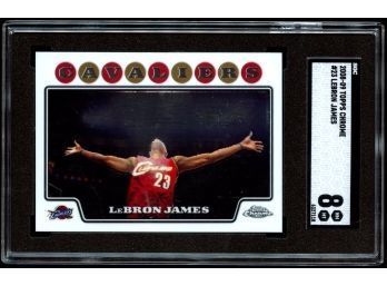 2008-09 TOPPS CHROME #23 LEBRON JAMES SGC 8 NM-MT