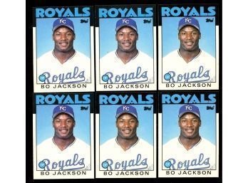 LOT OF 6 ~ 1986 Topps Traded Bo Jackson ROOKIE CARD Kansas City Royals