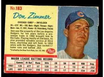 1962 POST BASEBALL #183 DON ZIMMER