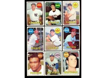 Lot Of 9 ~ 1969 Topps Baseball With White Letter Variations