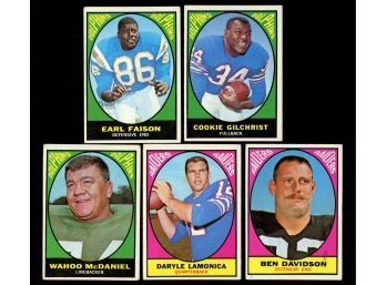 Lot Of 5 ~ 1967 Topps Football With Wahoo McDaniel Rookie