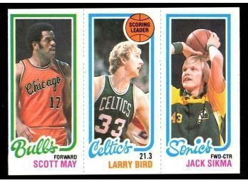 1980 Topps Basketball Larry Bird Rookie Card With Jack Sikma / Scott May NM