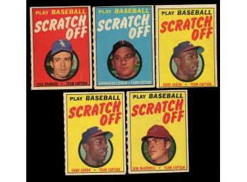 1970 TOPPS BASEBALL SCRATCH OFFS LOT OF 5