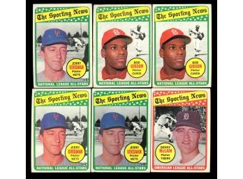 1969 TOPPS BASEBALL ALL-STAR LOT OF 6