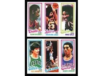 Lot Of 2 ~ 1980 Topps Basketball Kareem / Maravich / Johnson