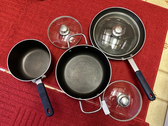 Cookware Pots And Pans Blue Glass Lids