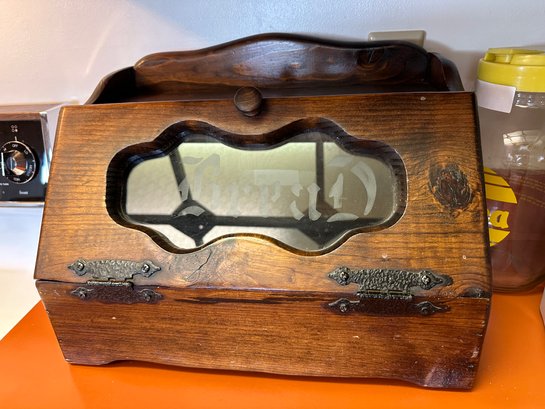 Breadbox Vintage Wood And Glass Storage