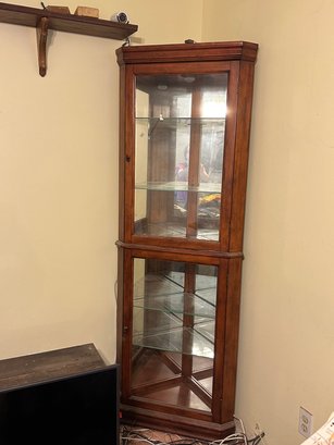 Corner Cabinet Curio Wood And Glass